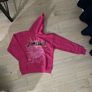 Pink Spider Web Graphic Hoodie
